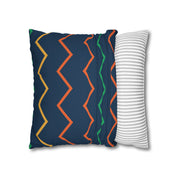 Blue Zig Zag Pattern Square Pillow Cover - Spun Polyester Square Pillow - Home Decor - Couch Pillows - Wave Design - Modern Pattern