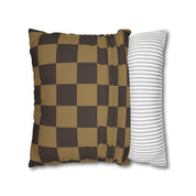 Checker Board Pattern Square Pillow Case - Brown and Caramel Spun Polyester Square Pillow - Home Décor - Couch Pillows - Modern Pattern