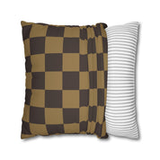 Checker Board Pattern Square Pillow Case - Brown and Caramel Spun Polyester Square Pillow - Home Décor - Couch Pillows - Modern Pattern