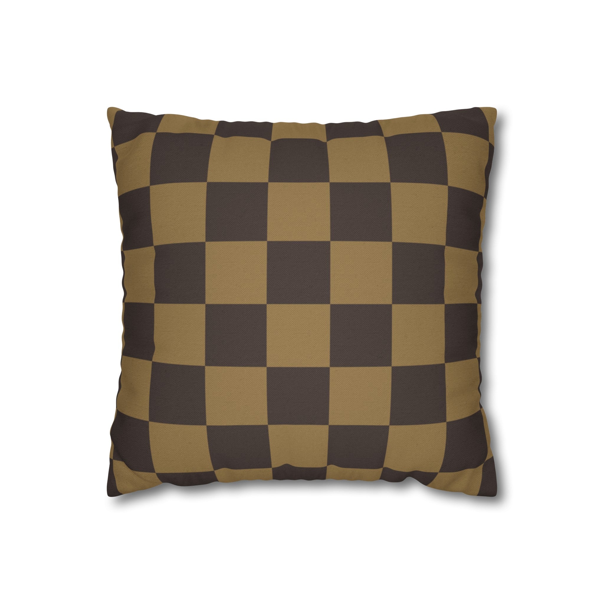 Checker Board Pattern Square Pillow Case - Brown and Caramel Spun Polyester Square Pillow - Home Décor - Couch Pillows - Modern Pattern