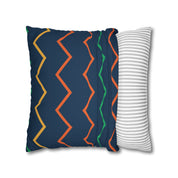 Blue Zig Zag Pattern Square Pillow Cover - Spun Polyester Square Pillow - Home Decor - Couch Pillows - Wave Design - Modern Pattern