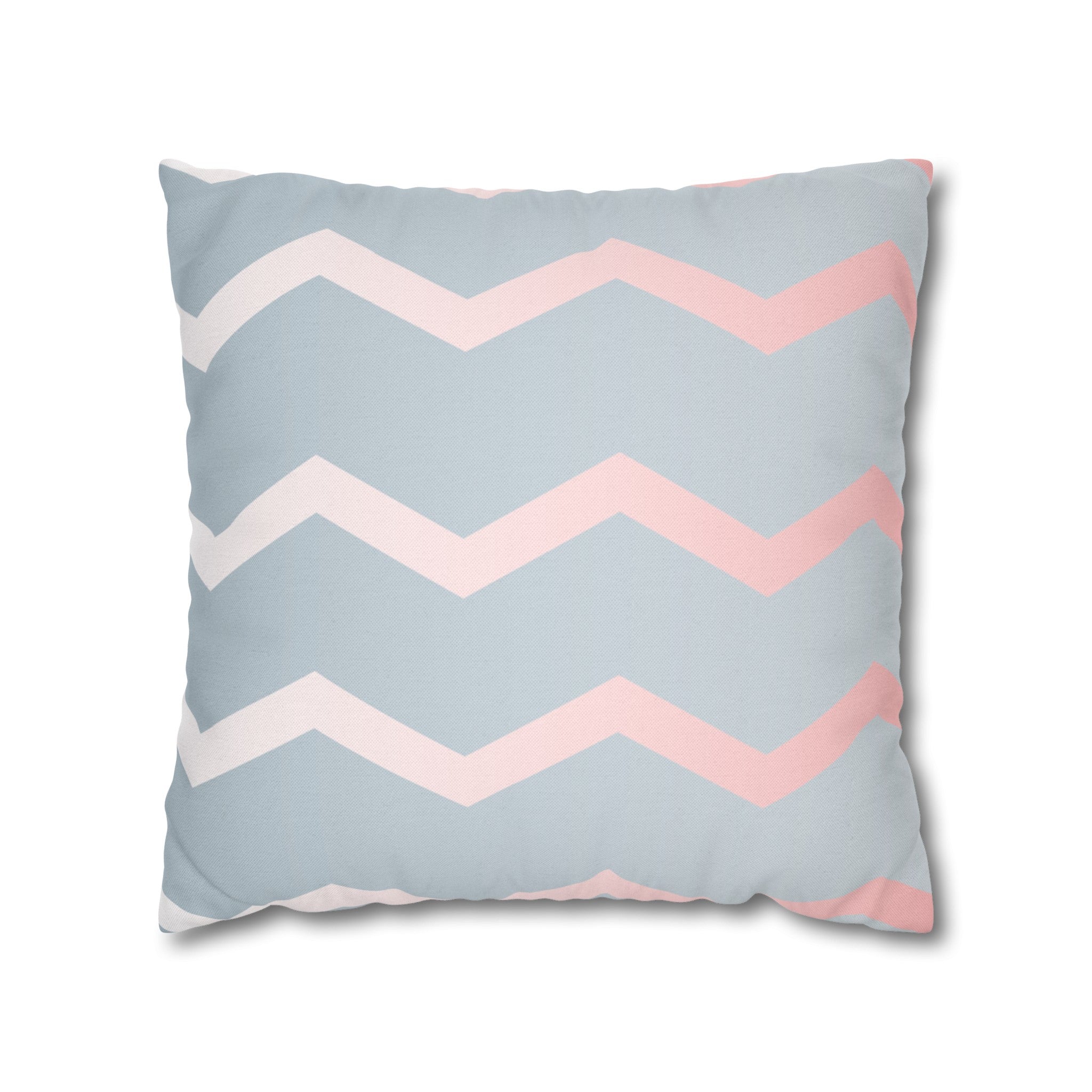 Grey and Pink Metallic Zig Zag Wave Pattern Square Pillow Case - Spun Polyester Square Pillow - Home Decor - Couch Pillows