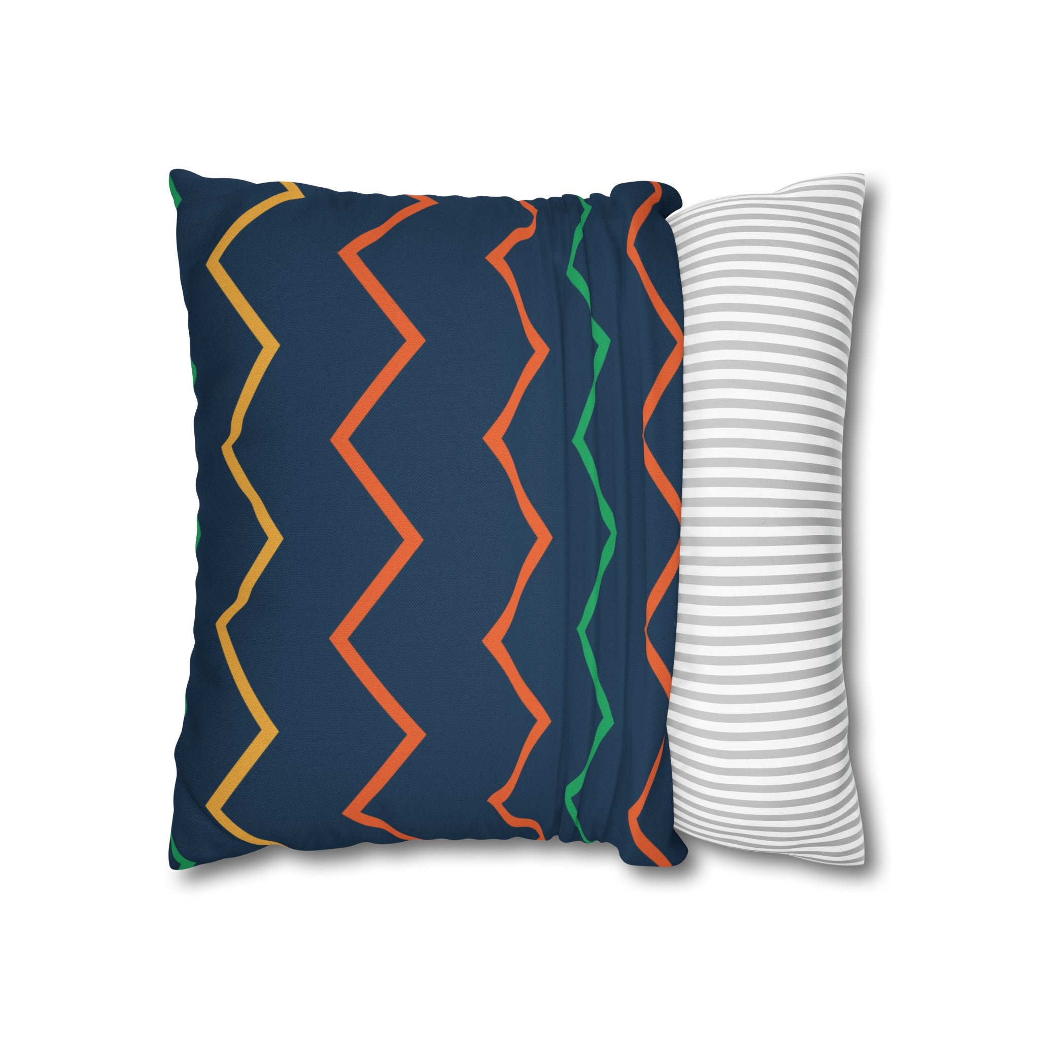 Blue Zig Zag Pattern Square Pillow Cover - Spun Polyester Square Pillow - Home Decor - Couch Pillows - Wave Design - Modern Pattern