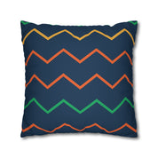 Blue Zig Zag Pattern Square Pillow Cover - Spun Polyester Square Pillow - Home Decor - Couch Pillows - Wave Design - Modern Pattern