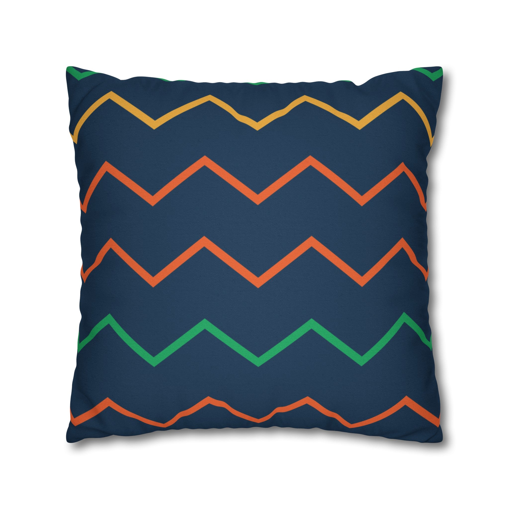 Blue Zig Zag Pattern Square Pillow Cover - Spun Polyester Square Pillow - Home Decor - Couch Pillows - Wave Design - Modern Pattern