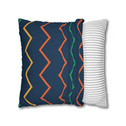 Blue Zig Zag Pattern Square Pillow Cover - Spun Polyester Square Pillow - Home Decor - Couch Pillows - Wave Design - Modern Pattern