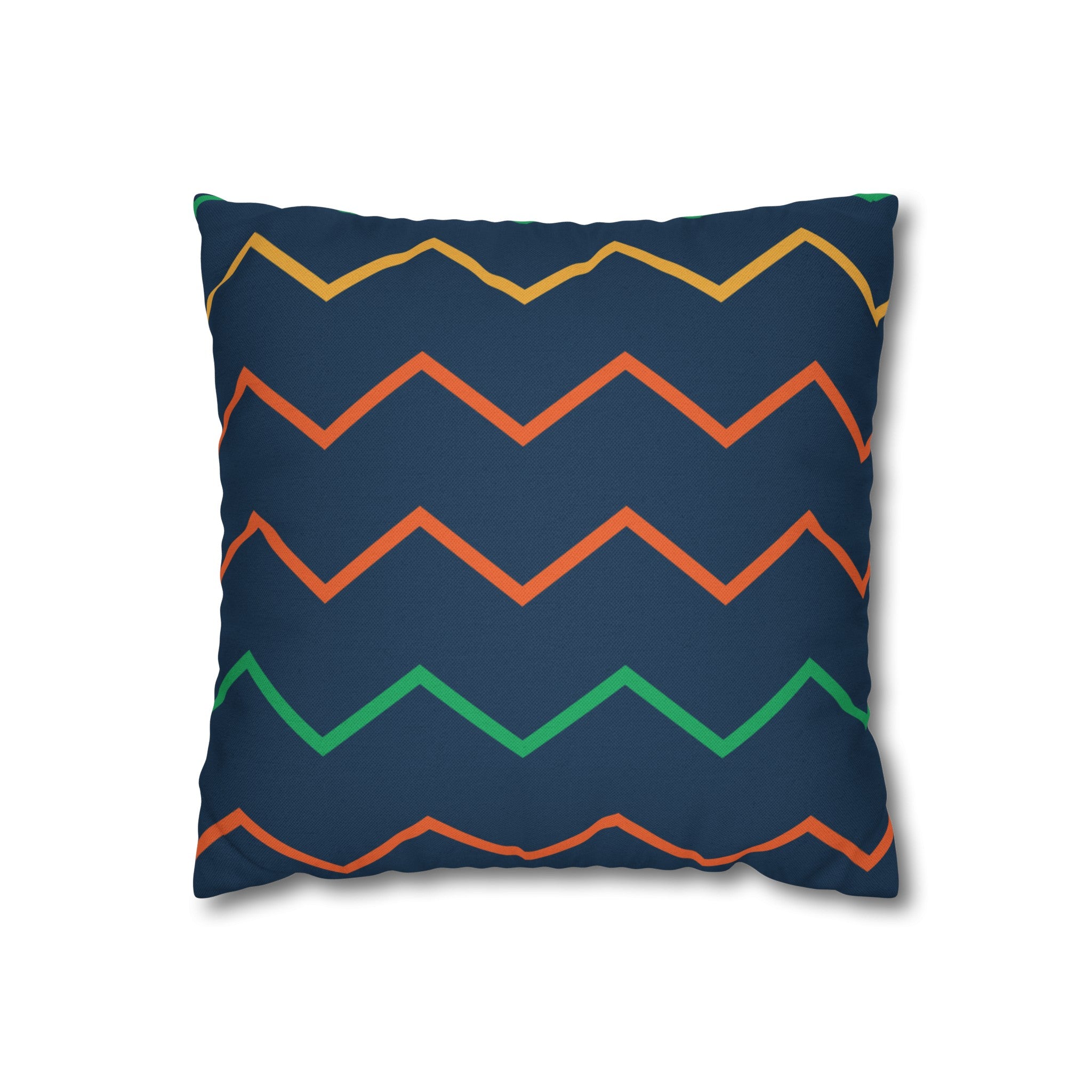 Blue Zig Zag Pattern Square Pillow Cover - Spun Polyester Square Pillow - Home Decor - Couch Pillows - Wave Design - Modern Pattern