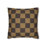 Checker Board Pattern Square Pillow Case - Brown and Caramel Spun Polyester Square Pillow - Home Décor - Couch Pillows - Modern Pattern