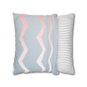 Grey and Pink Metallic Zig Zag Wave Pattern Square Pillow Case - Spun Polyester Square Pillow - Home Decor - Couch Pillows