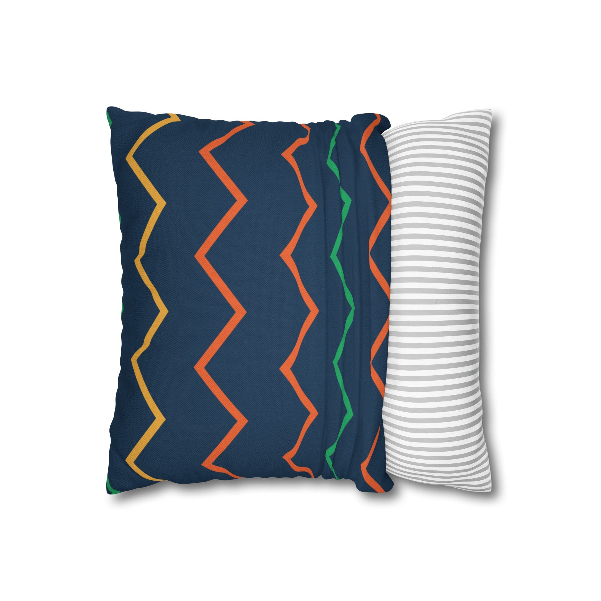 Blue Zig Zag Pattern Square Pillow Cover - Spun Polyester Square Pillow - Home Decor - Couch Pillows - Wave Design - Modern Pattern