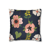 Black Floral Pattern Square Pillow Case - Spun Polyester Square Pillow - Home Decor - Couch Pillows - Throw Pillow - Patio Furniture