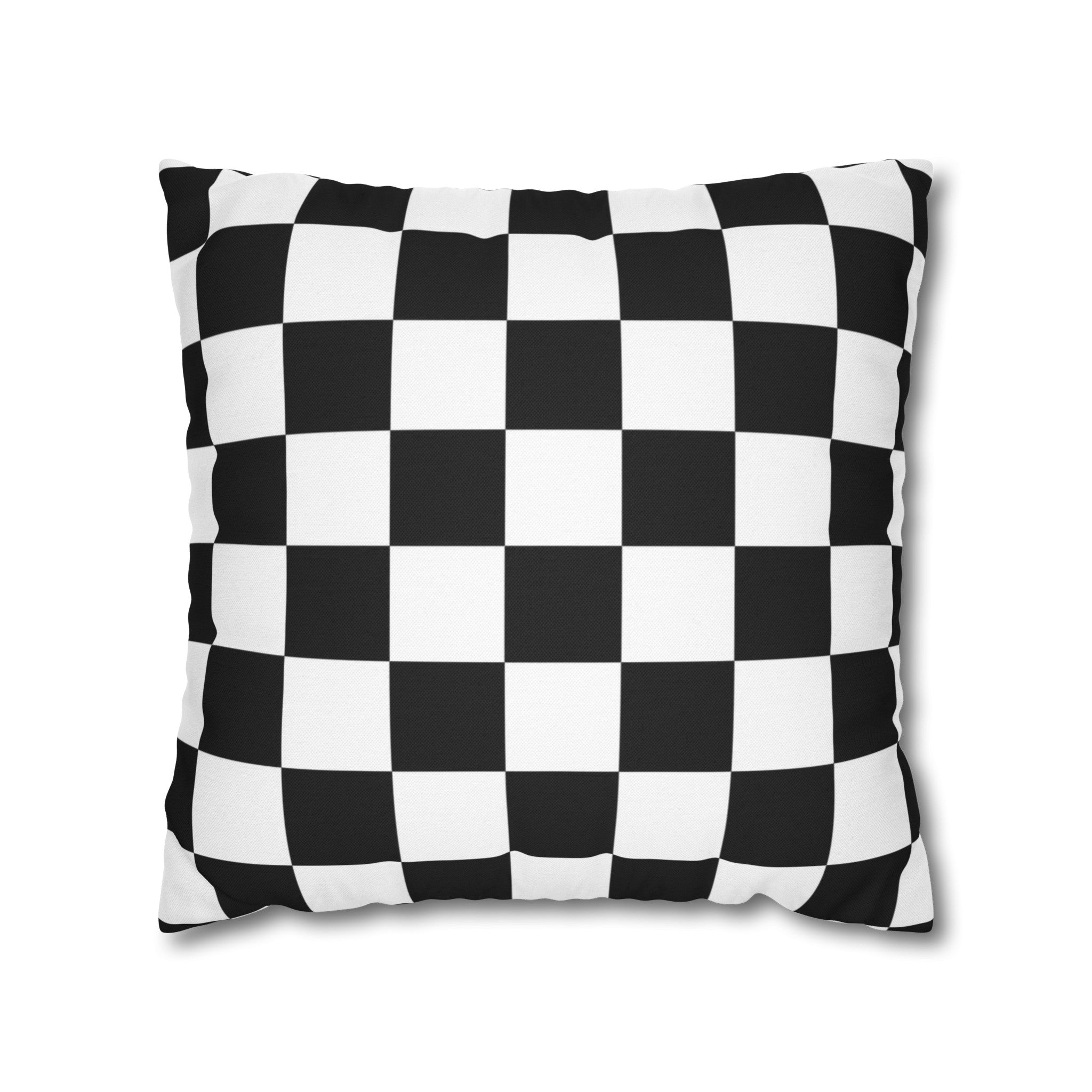 Checker Board Pattern Square Pillow Case - Black and White Spun Polyester Square Pillow - Home Décor - Couch Pillows - Modern Pattern