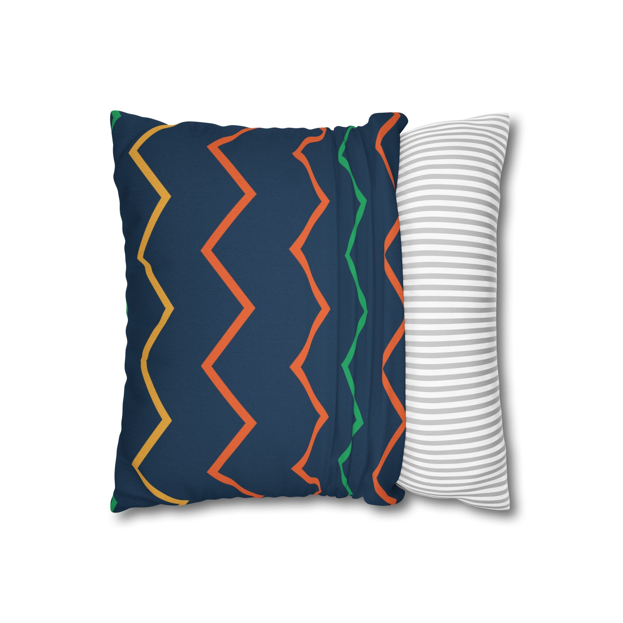 Blue Zig Zag Pattern Square Pillow Cover - Spun Polyester Square Pillow - Home Decor - Couch Pillows - Wave Design - Modern Pattern