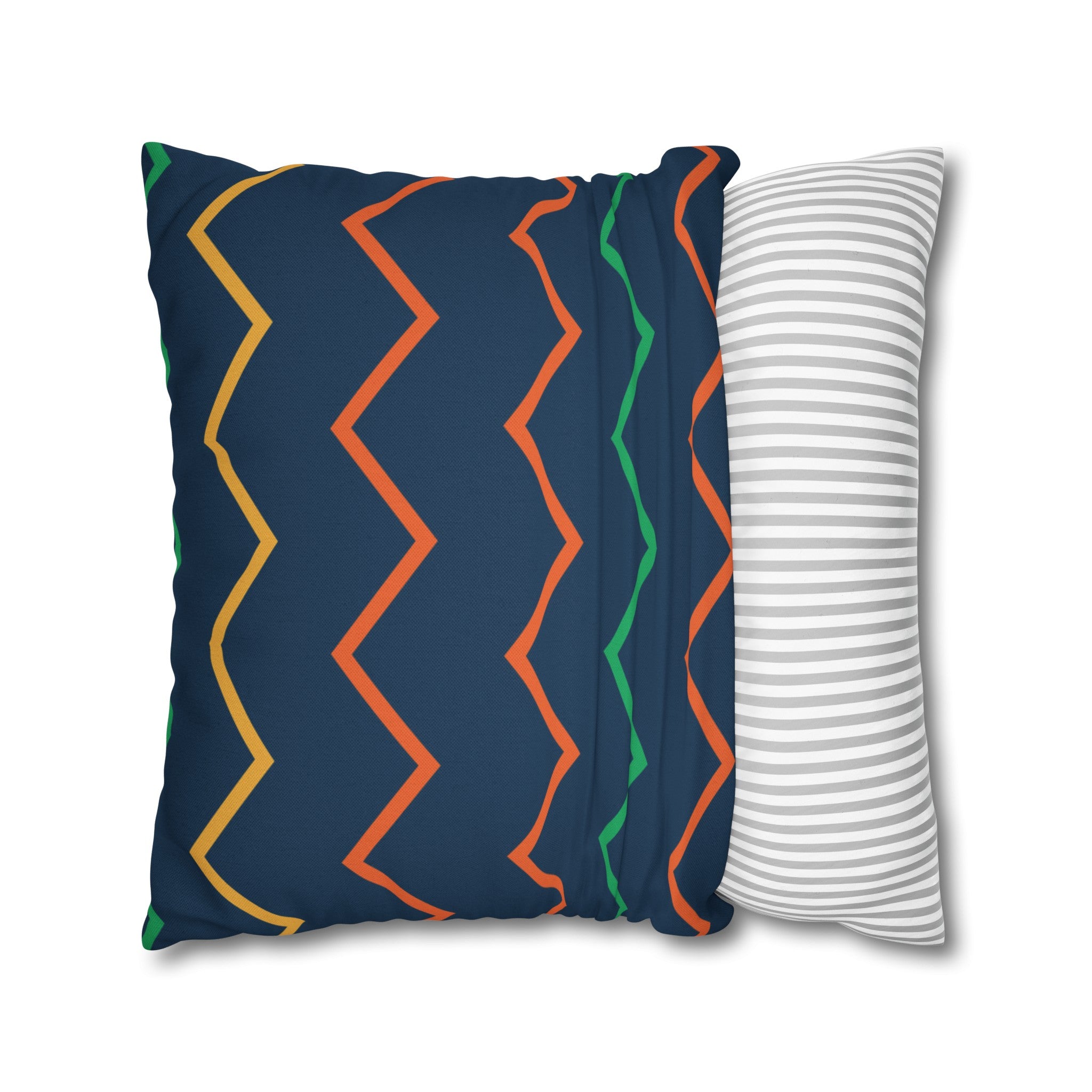 Blue Zig Zag Pattern Square Pillow Cover - Spun Polyester Square Pillow - Home Decor - Couch Pillows - Wave Design - Modern Pattern