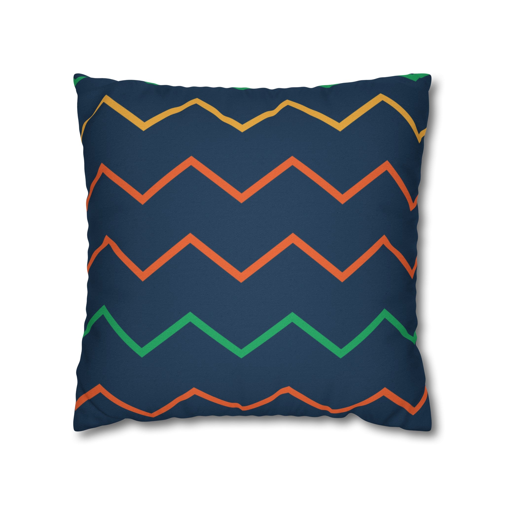 Blue Zig Zag Pattern Square Pillow Cover - Spun Polyester Square Pillow - Home Decor - Couch Pillows - Wave Design - Modern Pattern