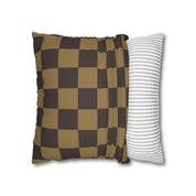 Checker Board Pattern Square Pillow Case - Brown and Caramel Spun Polyester Square Pillow - Home Décor - Couch Pillows - Modern Pattern