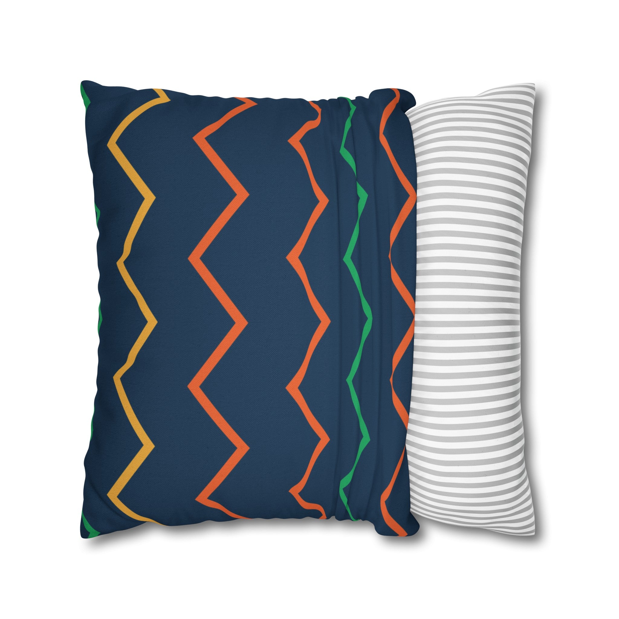 Blue Zig Zag Pattern Square Pillow Cover - Spun Polyester Square Pillow - Home Decor - Couch Pillows - Wave Design - Modern Pattern