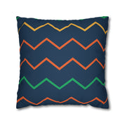 Blue Zig Zag Pattern Square Pillow Cover - Spun Polyester Square Pillow - Home Decor - Couch Pillows - Wave Design - Modern Pattern