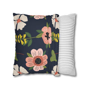 Black Floral Pattern Square Pillow Case - Spun Polyester Square Pillow - Home Decor - Couch Pillows - Throw Pillow - Patio Furniture