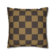 Checker Board Pattern Square Pillow Case - Brown and Caramel Spun Polyester Square Pillow - Home Décor - Couch Pillows - Modern Pattern