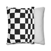 Checker Board Pattern Square Pillow Case - Black and White Spun Polyester Square Pillow - Home Décor - Couch Pillows - Modern Pattern