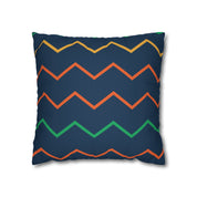 Blue Zig Zag Pattern Square Pillow Cover - Spun Polyester Square Pillow - Home Decor - Couch Pillows - Wave Design - Modern Pattern