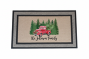 Christmas Truck Personalized Family Name Door Mat - Christmas Tree in Truck Mat