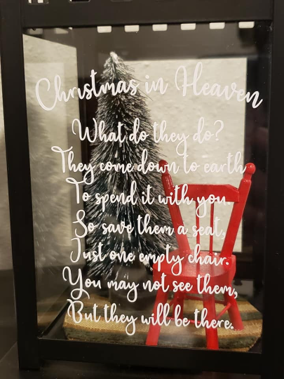 Christmas in Heaven Lantern - Christmas Memorial Lantern - Single and Double Chair Options