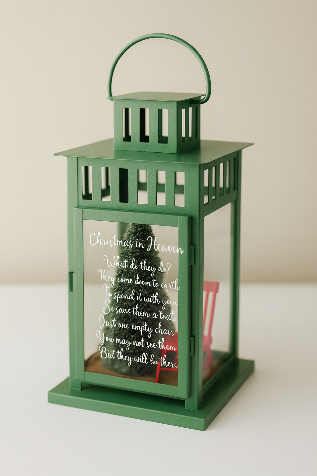 Christmas in Heaven Lantern - Christmas Memorial Lantern - Single and Double Chair Options