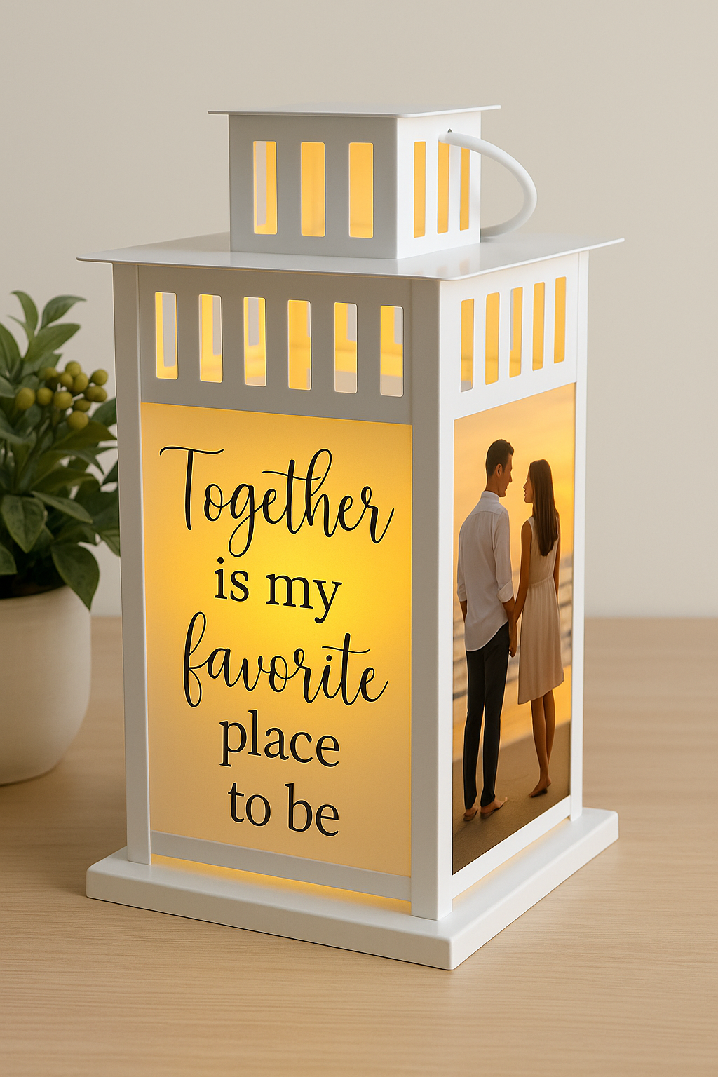 Together Is My Favorite Love Lantern - Multiple Options - Personalized with your photos - Wedding Gift - Anniversary