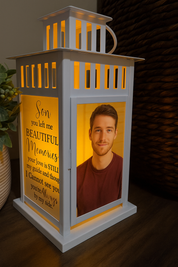 Son You Left Me Memorial Lantern - Multiple Options - Personalized with your photos! - Remembrance