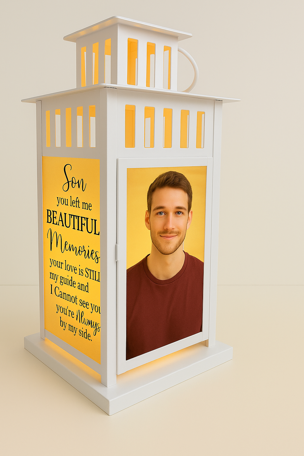 Son You Left Me Memorial Lantern - Multiple Options - Personalized with your photos! - Remembrance