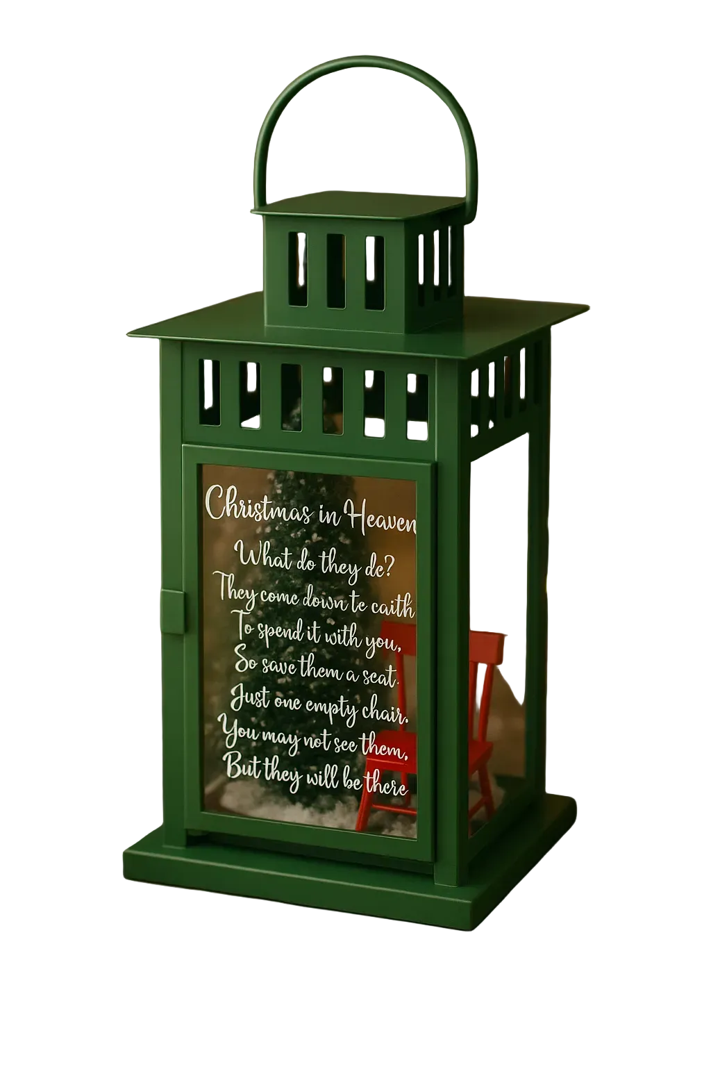 Christmas in Heaven Lantern - Christmas Memorial Lantern - Single and Double Chair Options