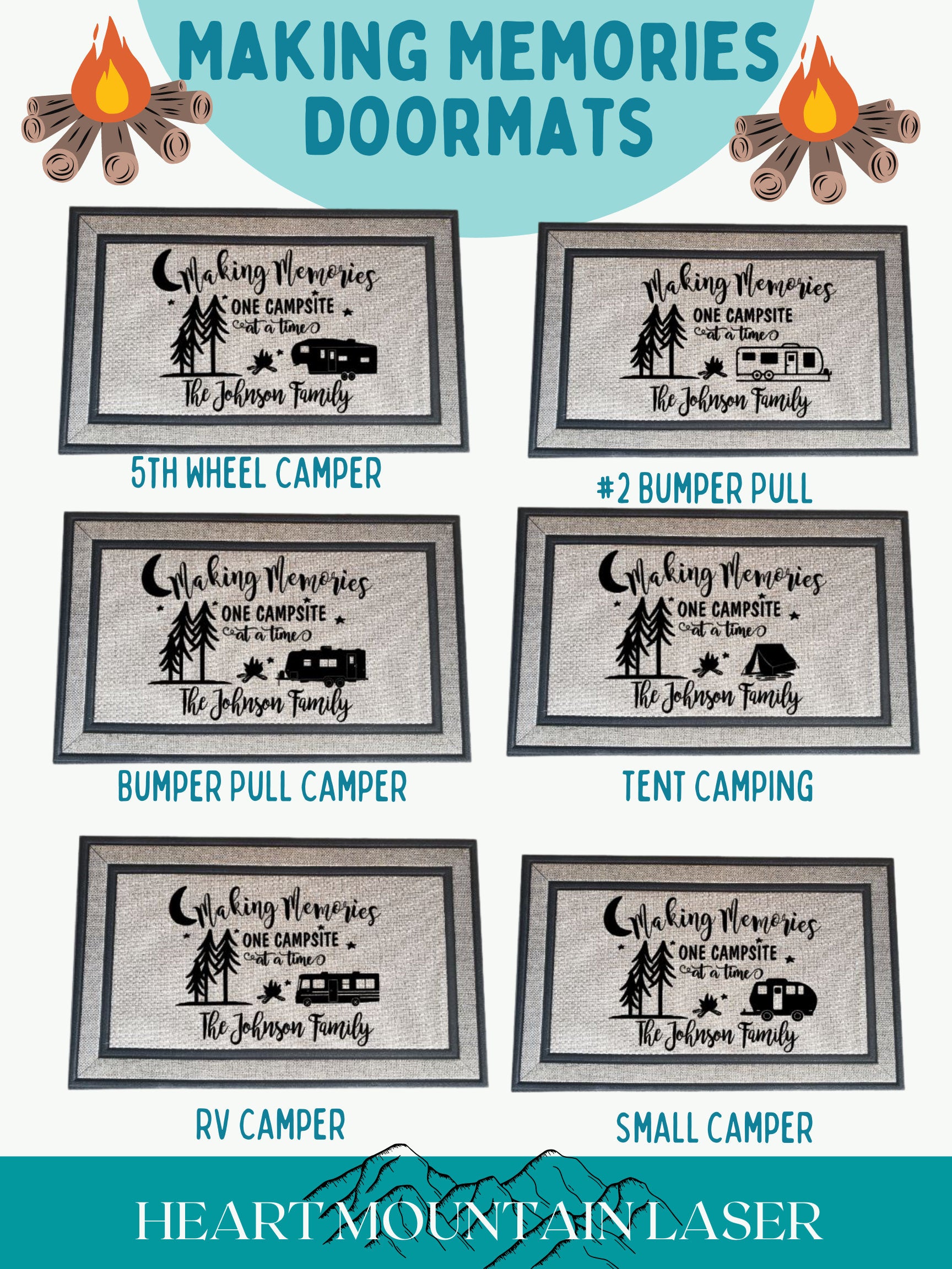 Making Memories One Campsite at a Time Camping Door Mat - Outdoor Rustic Gift