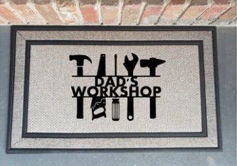Dad's Workshop Father's Day Doormat - Personalized Gift for the Handyman Dad