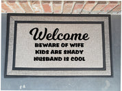 Funny Beware Wife and Kids, Shady Husband Doormat | Front Door Mat