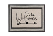 Welcome Doormat with Heart and Arrow Design