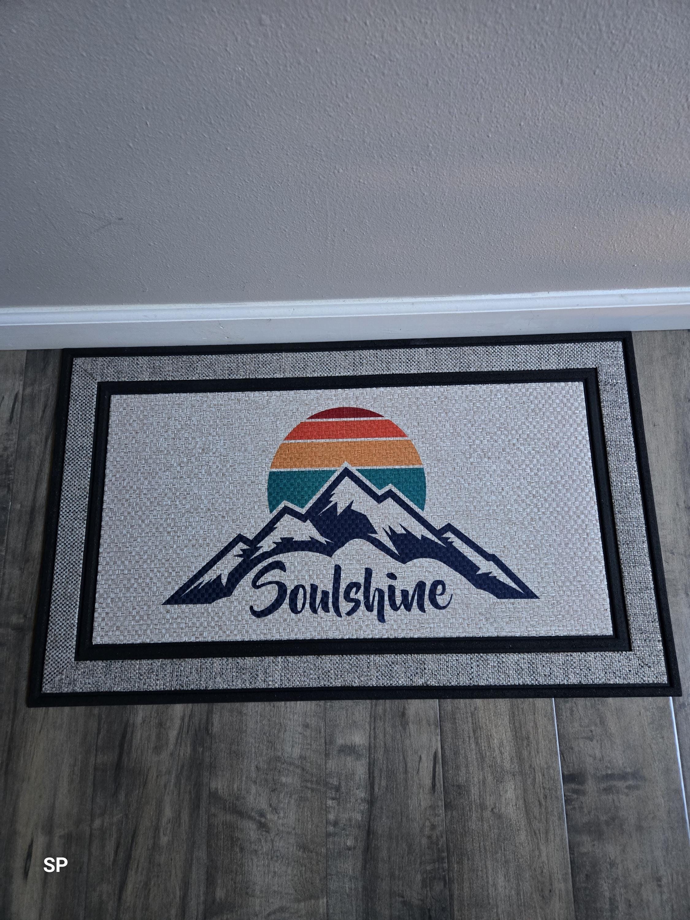 Personalized Front Door Mat with Sun and Mountain Design - Custom Outdoor Mat, Best Wedding Gift, New Home Gift, Durable and Non-Slip