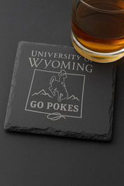 University of Wyoming Slate Coaster – "The World Needs More Cowboys" | Laser Engraved | Rustic Cowboy Gift - UW