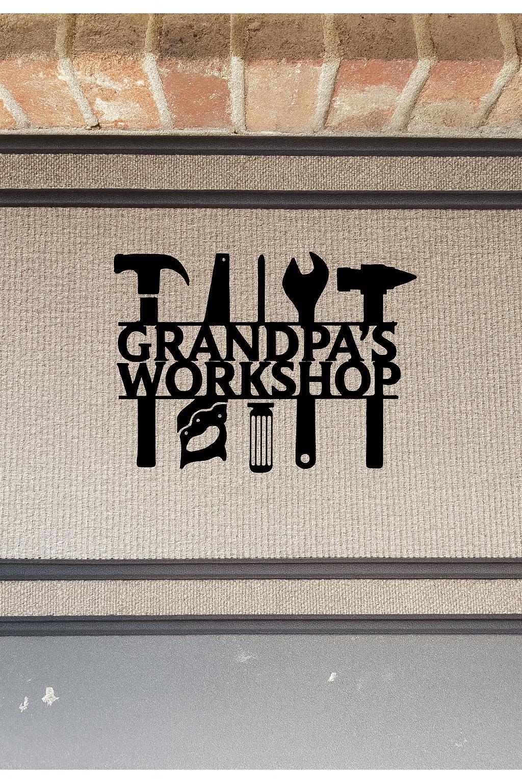 Grandpa's Workshop Tool's Door Mat Front Door Mat - Garage Gift Idea - Fathers Day - Dads Birthday