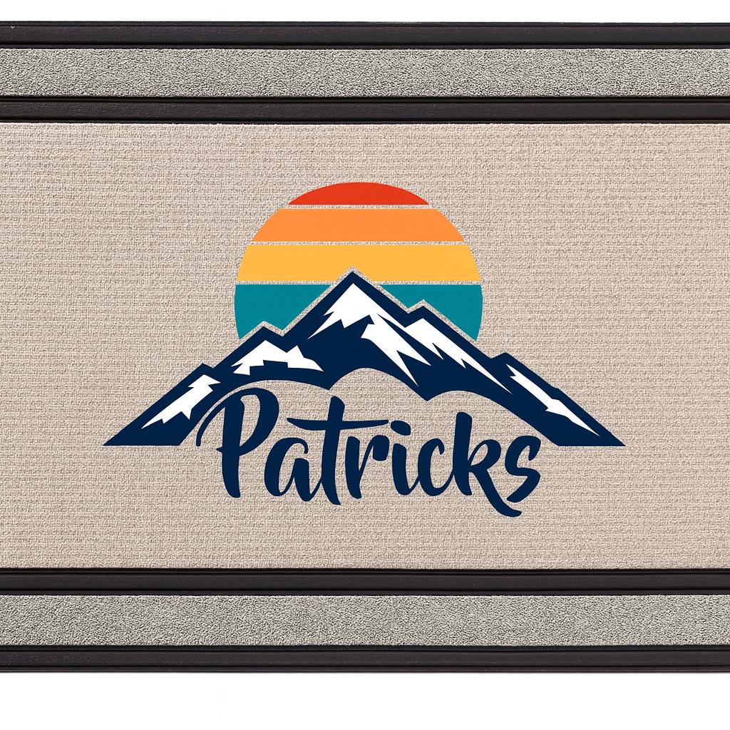 Personalized Front Door Mat with Sun and Mountain Design - Custom Outdoor Mat, Best Wedding Gift, New Home Gift, Durable and Non-Slip