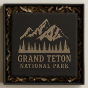 Grand Teton National Park Slate Coaster – Natural Stone Drink Coaster with Trees | Rustic Home Decor | Gift for National Parks