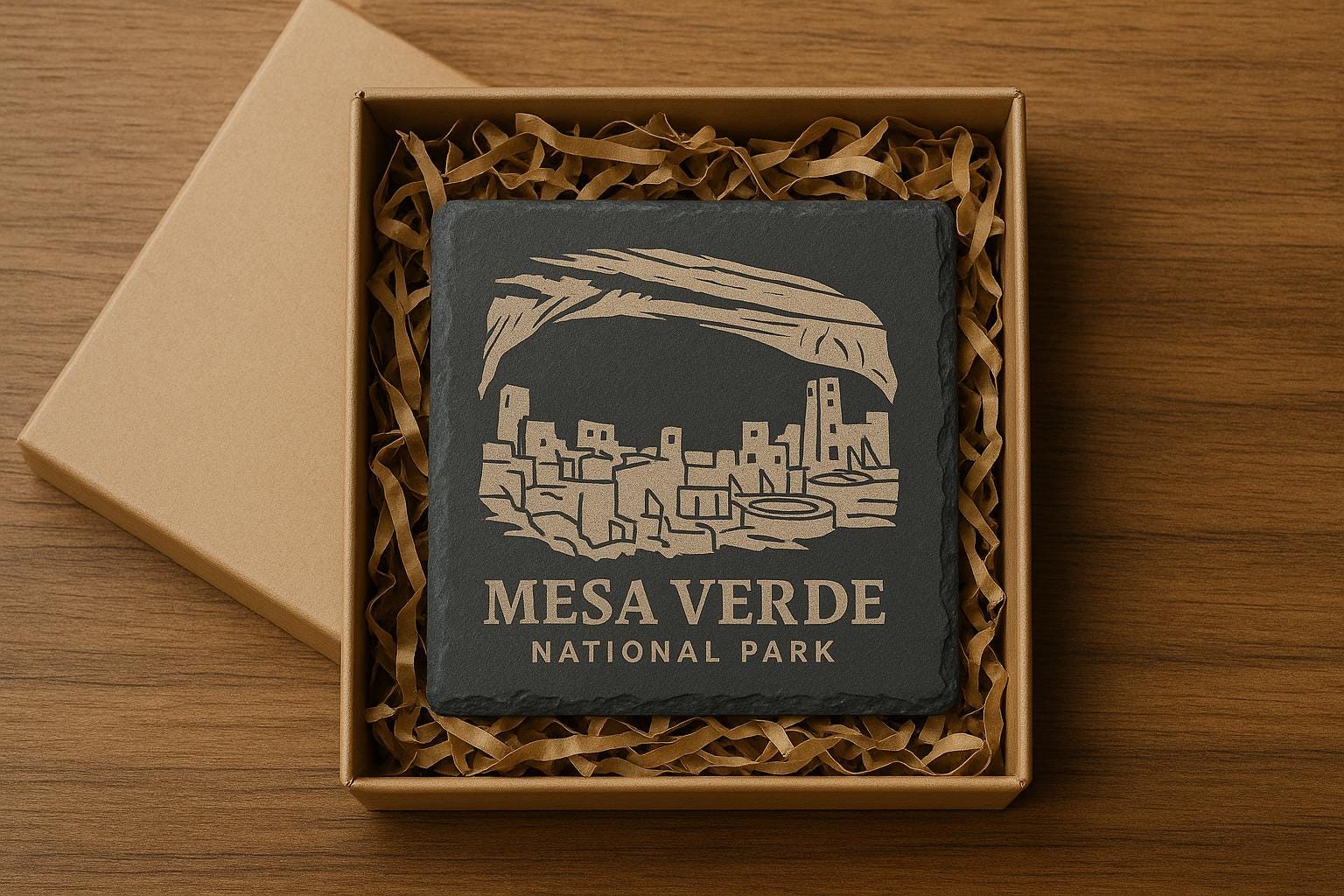 Mesa Verde National Park Slate Coaster – Natural Stone Drink Coaster  | Rustic Home Decor | Gift for National Parks
