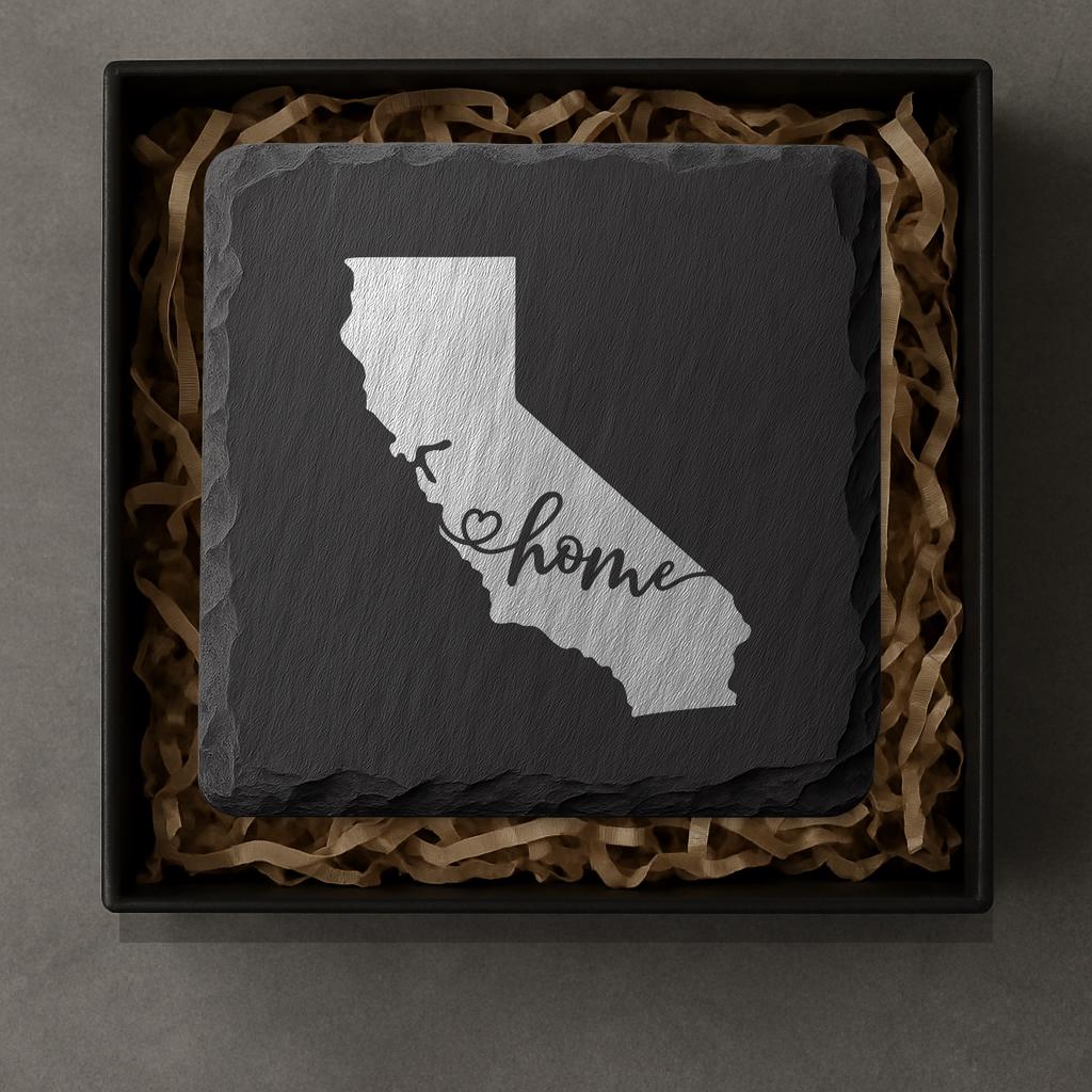 California Slate Coasters 4x4 Laser Engraved Stone Drink Coasters California Home Décor Golden State Established 1850 Gift