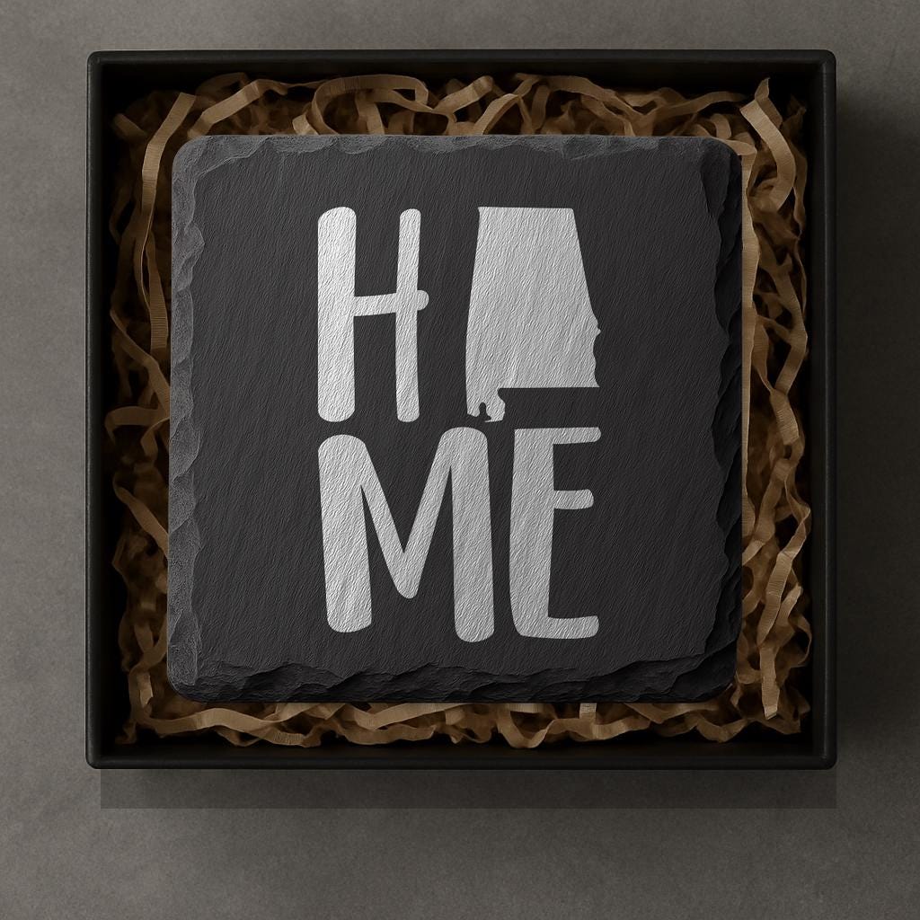 Alabama Slate Coasters 4x4 Laser Engraved Stone Drink Coasters Alabama Home Decor Heart of Dixie Established 1819 Gift