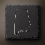 Alabama Slate Coasters 4x4 Laser Engraved Stone Drink Coasters Alabama Home Decor Heart of Dixie Established 1819 Gift