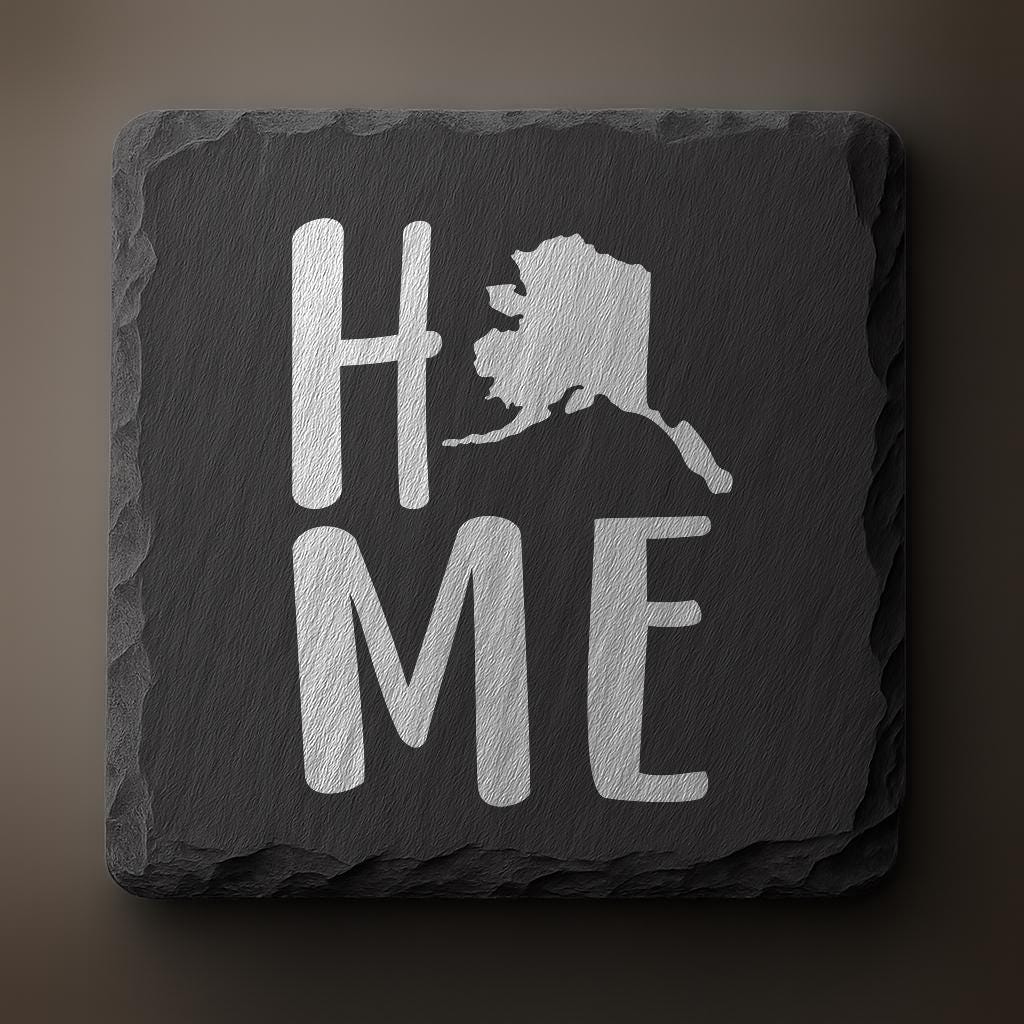 Alaska Slate Coasters 4x4 Laser Engraved Stone Drink Coasters Alaska Home Décor Last Frontier Established 1959 Gift