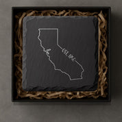 California Slate Coasters 4x4 Laser Engraved Stone Drink Coasters California Home Décor Golden State Established 1850 Gift