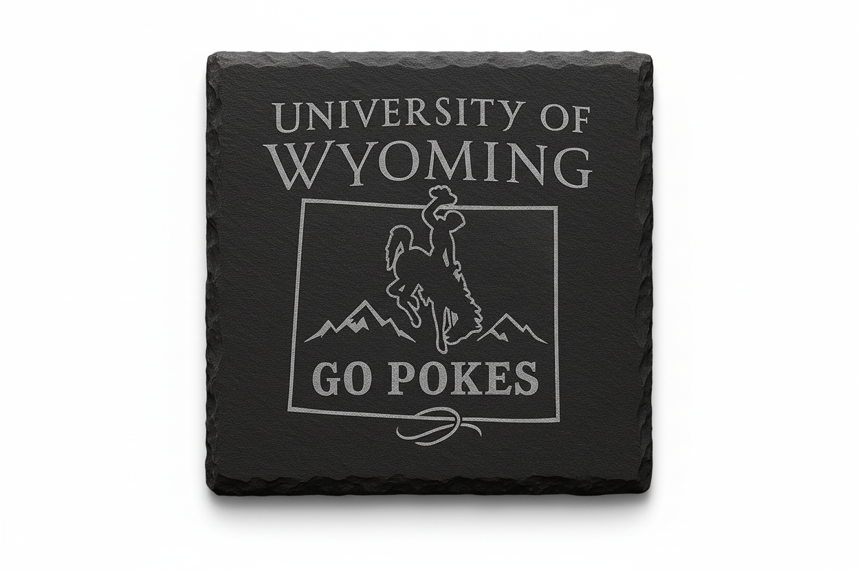 University of Wyoming Slate Coaster – "The World Needs More Cowboys" | Laser Engraved | Rustic Cowboy Gift - UW