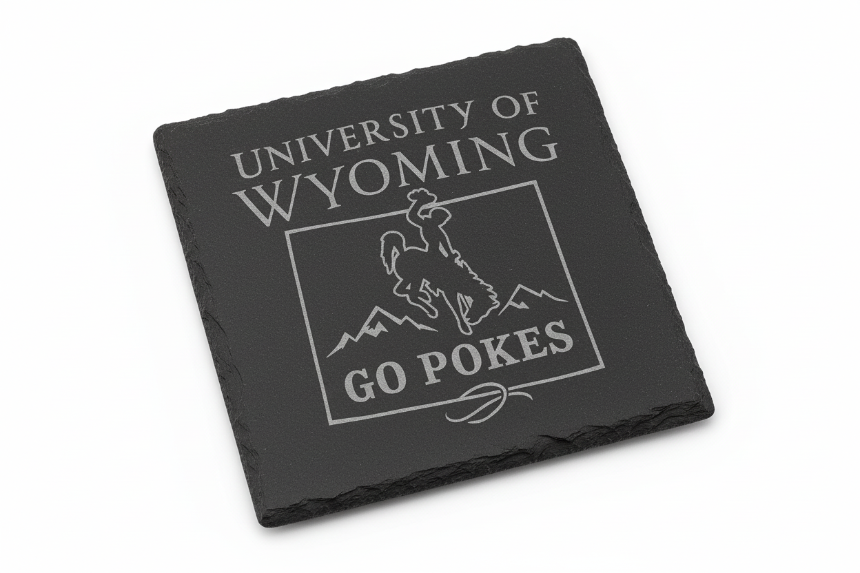 University of Wyoming Slate Coaster – "The World Needs More Cowboys" | Laser Engraved | Rustic Cowboy Gift - UW
